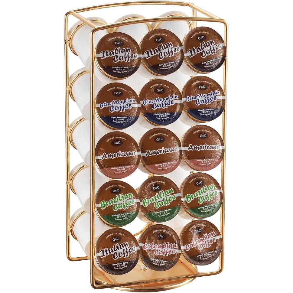 Alessia Cara Tabletop K Cup Holder, Coffee Pod Stand Holder, K-Cups Capsule Storage Rack for 30 pods, 360 degrees rotatable, No Assembly Required,