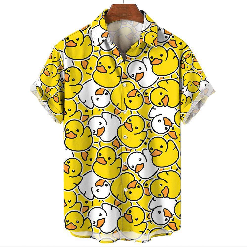Funny Men s Shirts For Men 3d Animal Duck Print Tops Casual Men s Clothing Summer  Short Sleeved Tops Tee Loose Oversized Shirt S