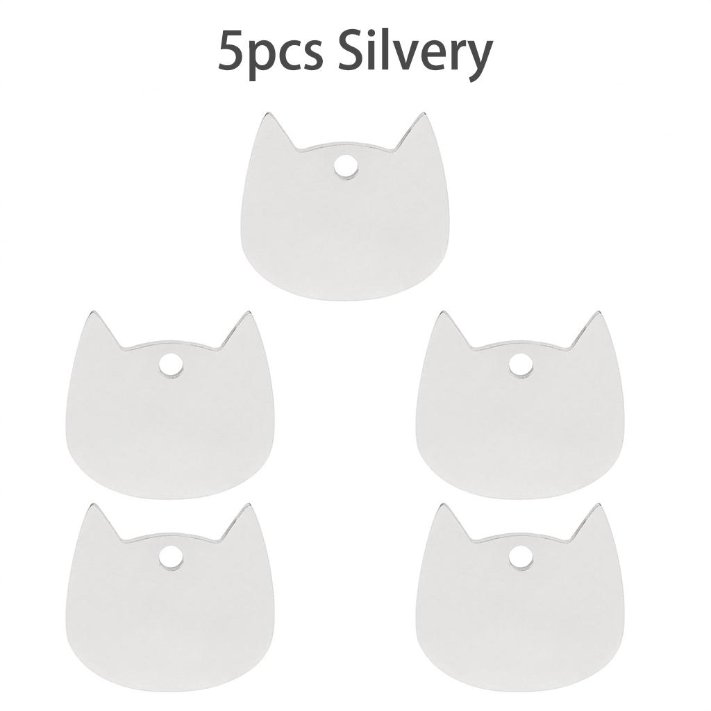 

5pcs Blank Pendant Cat Collar Golden Silvery Nameplate Dog Name Anti-lost Pendant Pet Collar Accessories