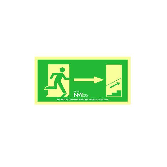 Enseigne évacuation Escaliers Supérieur Droite Pvc 0,7mm Classe B 32x16cm B11150 Normaluz