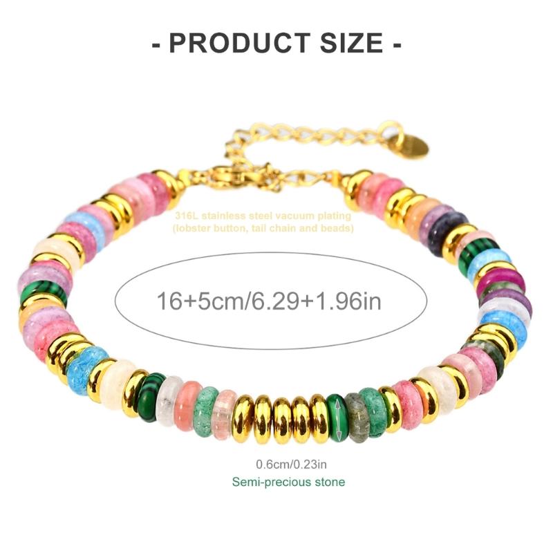 Colorful Natural Stone Beads Handmade Bracelet Bangle Waterproof Bohemia Beaded Wristchain Jewelry Gift for Women
