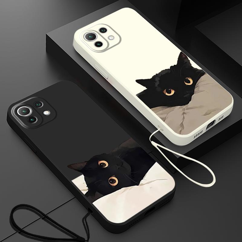 Case for Xiaomi Redmi A1 K60 K40 14C 13C 12C 9 8 10 A2 A3x Phone Cover Cartoon Black Cat Fashion