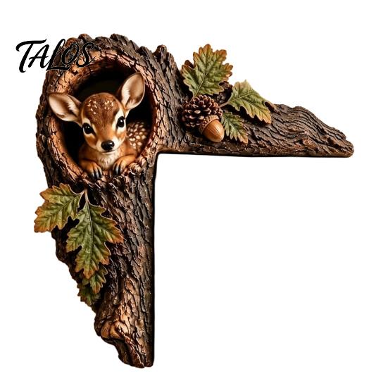 Nature Inspired Home Decor Chipmunk Tree Hollow Door Topper, Woodland Animal Frame Decor, Rustic Wood Bedroom Wall Decoration Corner Ornament