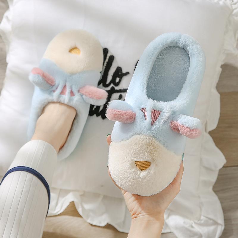 Cotton slippers women's autumn and winter indoor cute home plush couple home non-slip external wear warm cotton mop