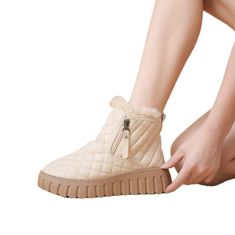 Women's Warm Fleece-Lined Snow Boots - Versatile Winter Cotton Fashion Short Boots