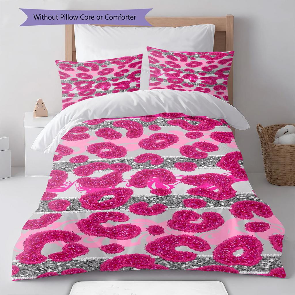 Leopard Pattern Bedding Set Quilt Cover Pillowcase Home Decor Gift (1 * Duvet Cover + 2 * Pillowcase, Without Core)