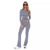 2024 Euro-American Women's Fashion Long Sleeve Pullover & Slim Fit Flared Pants Set