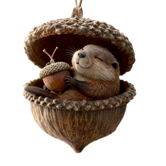 Leśne Zwierzę Ozdoby Żołędziowe 2D Akrylowe Szyszka Zwierzę Zawieszka na Choinkę Przytulna Leśna Ozdoba Świąteczna do Dekoracji Domu