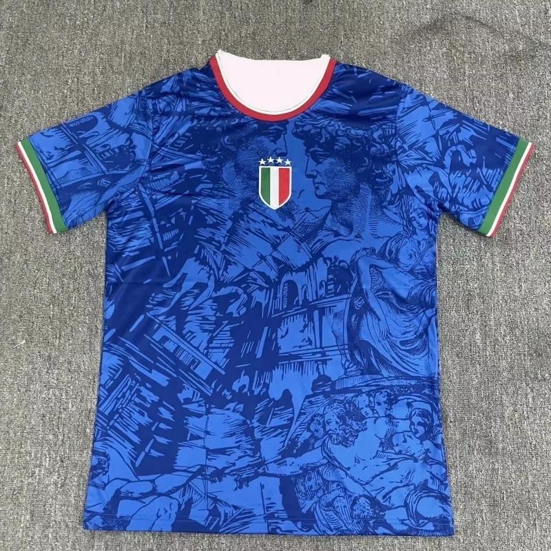 Italiensk landslagsfotball treningsuniform 3D-trykt avslappet hurtigtørkende pustende slim ny komfortabel kortermet T-skjorte