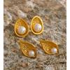Eetit New Stainless Steel Simulated Pearls Leaf Stud Earrings 18K Golden Plated Chic Daily Jewelry Hypoallergenic