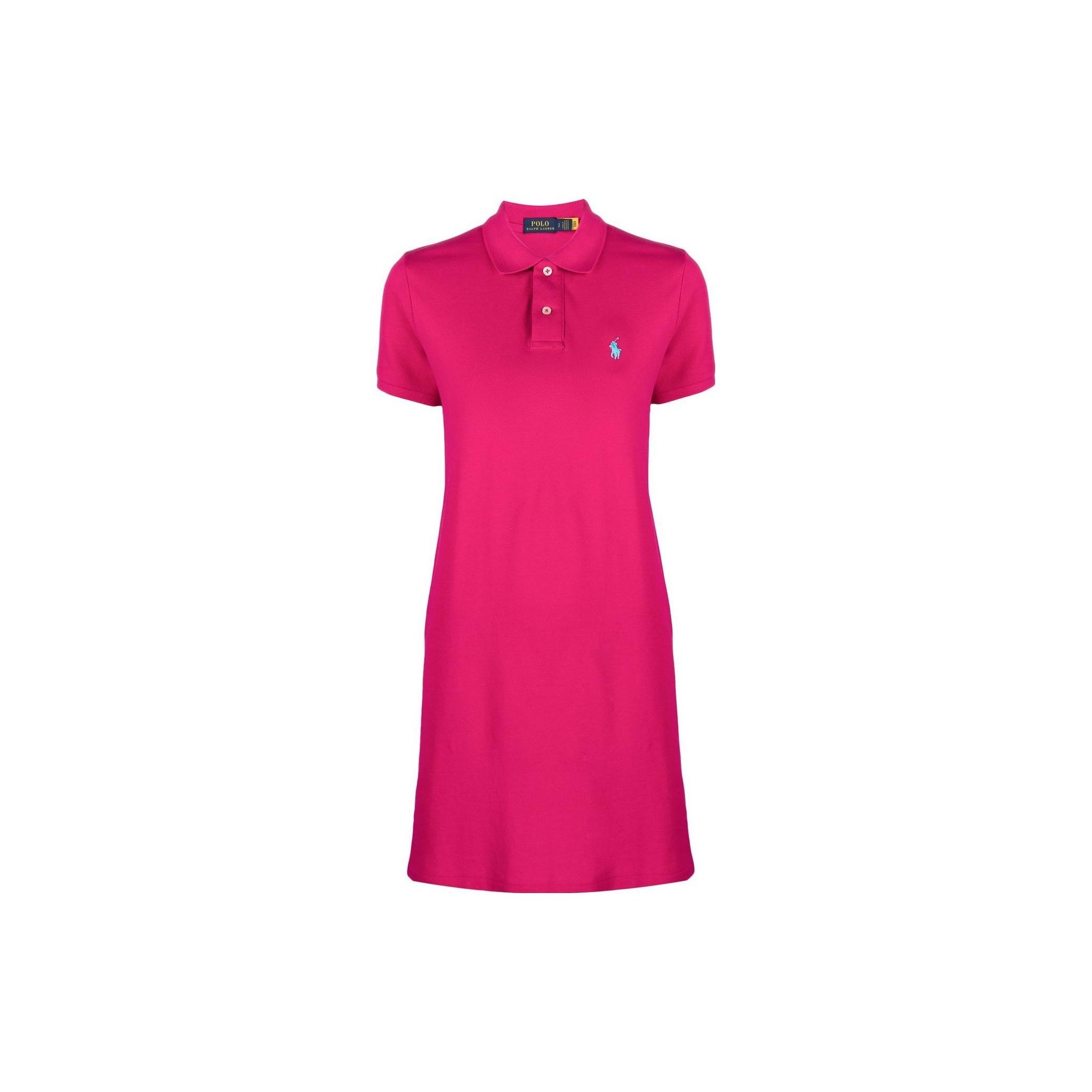 

Платье поло Polo Ralph Lauren однотонное с вышивкой логотипа Женские платья Малиновый 211799490-011 XS
