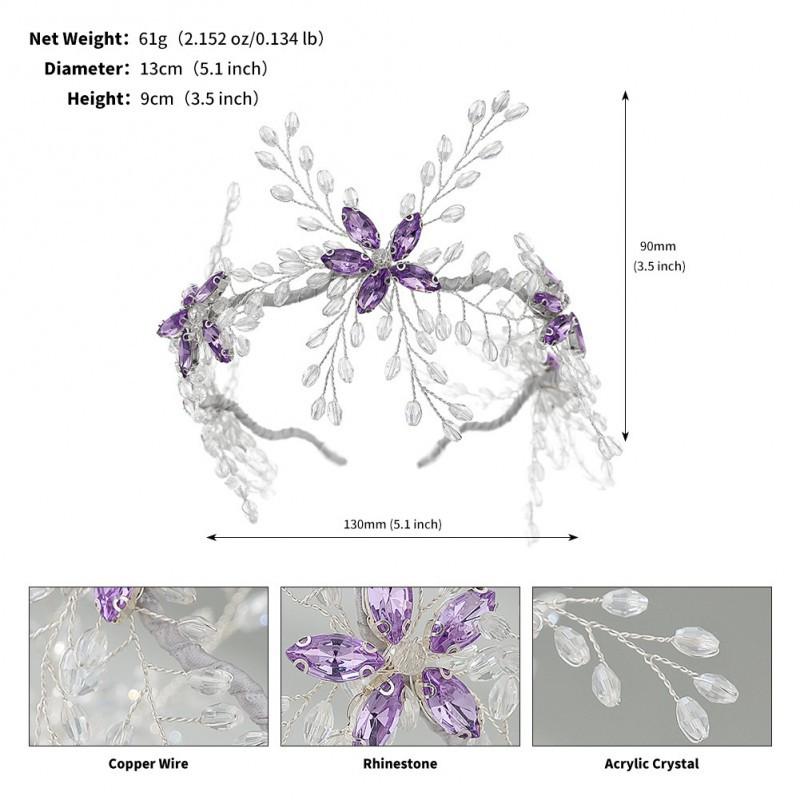 Vintage Bridal Headwear Crystal Flower Headband Sweet Luxury Wedding Dress Ornaments Handmade Beaded