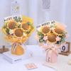 Finished Crochet Flowers Bouquet Handmade SunFlower Bouquet Valentines Gift Wedding Decor Knitted Flower Bouquet with Gift Bag