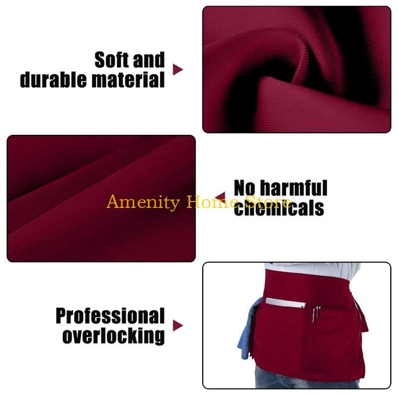 F26C Spill Resistant Lightweight Black Polyester Waist Tied Cooking Apron