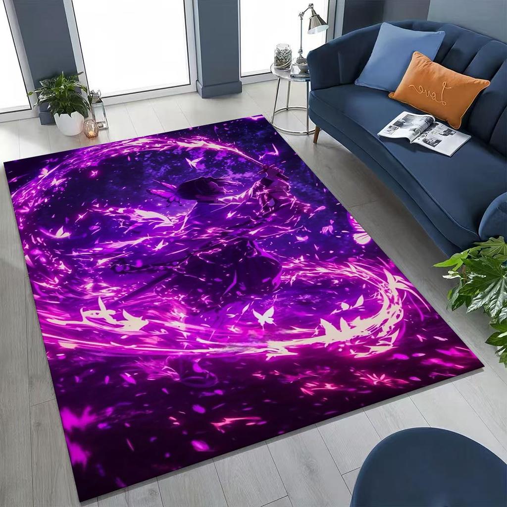 Anime Demon S-Slayer Kamado Nezuko Tanjirou Kreslený koberec pro ložnici, obývací pokoj, pohovku, domácí rohožku, dekor, dětská protiskluzová podložka na podlahu