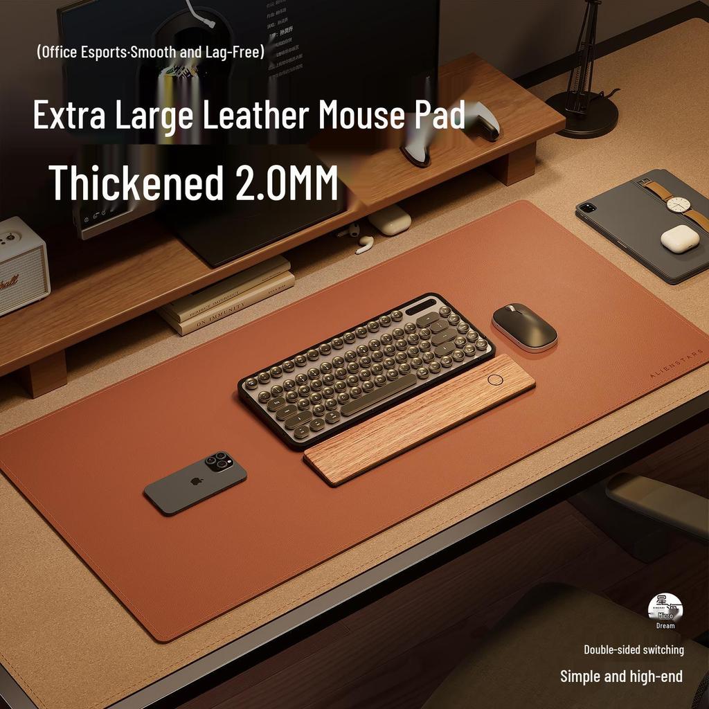 Großes einfarbiges Leder-Mauspad - Esports & Büro-Schreibtischmatte für Laptop und Tastatur