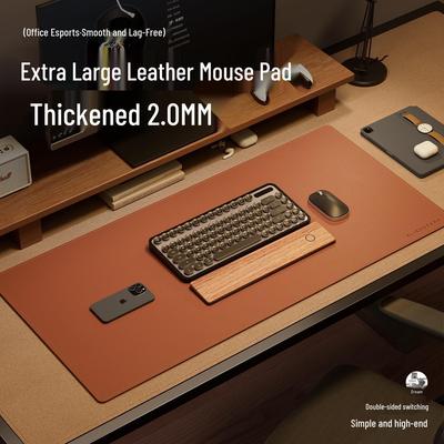 Large Solid Color Leather Mouse Pad - Esports & Office Desk Mat for Laptop and Keyboard