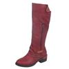 Women Zipper Square Heel Solid Color High Boots Knee-High Shoes Round Toe Boots