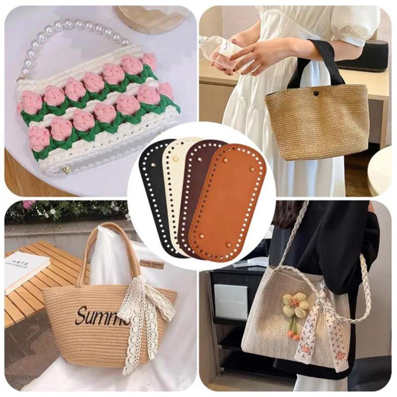 Knitted Bag Long Bottom Pu Leather Bag Bottom Handmade Bottom With Holes Diy Crochet Bag Bottom Accessories