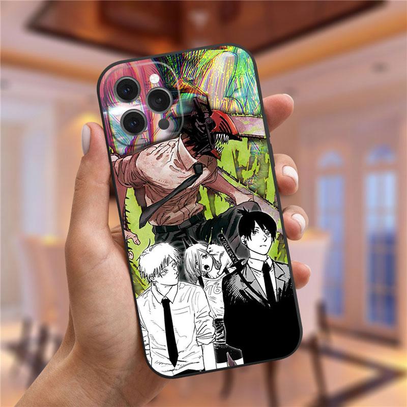 Japānas karikatūra Anime motorzāģa vīrieša tālruņa korpuss iPhone 13 Pro Max XR XS Max 6s 7 8 Plus 12 Mini 11 Pro Max mīksts TPU vāciņš Funda