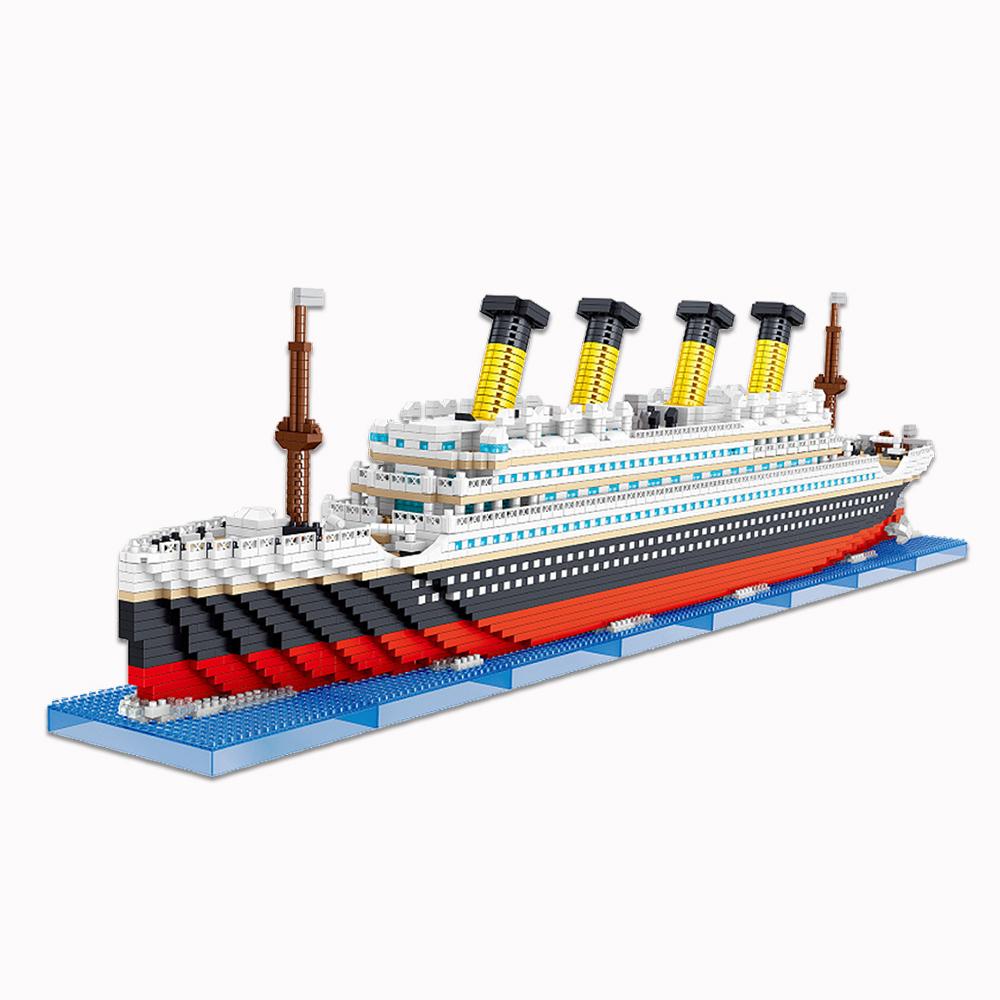 KNEW BUILT 3D Titanic Cruise Ship Model Micro Mini Building Block Toy-Home DecorHigh Difficulty AssemblyAdult ToysKill Time