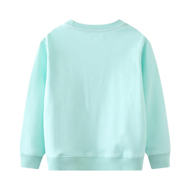 2025 Spring/Autumn Girls' Cartoon Cotton Sweatshirt with Round Neck