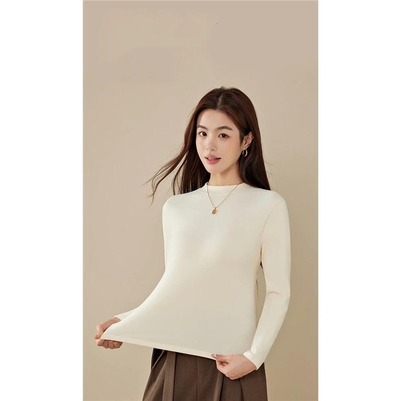 Women's Autumn And Winter Long Sleeved T Shirt With Added Velvet Base