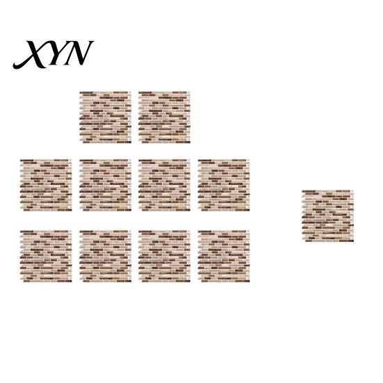 Flexible PET Wall Tiles 3D Gel Faux Mosaic Stickers, Easy Peel & Stick Backsplash Tile Removable Vintage Brick Wallpaper for Kitchen, Living