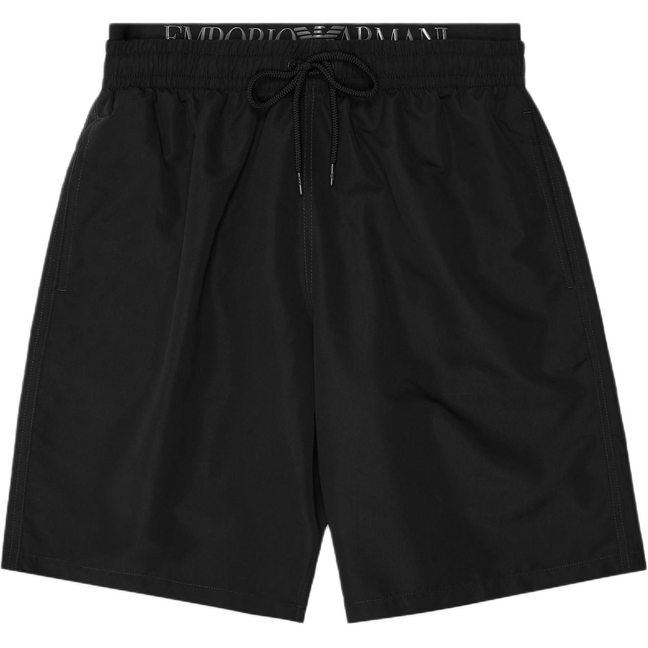 Emporio Armani Bermuda Letter Print Drawstring Beach Shorts Men shorts Black EM000687-AF12329-UC001 L