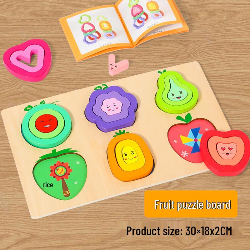 Wooden Geometric Shape Jigsaw Puzzle for Toddlers, Ages 1-3, Early Learning Toy