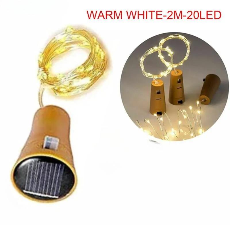 2M Solar Energy Cork Wine Bottle Lights LED Strings Copper Wire Colorful Fairy Lights String for Christmas Party Wedding Decor