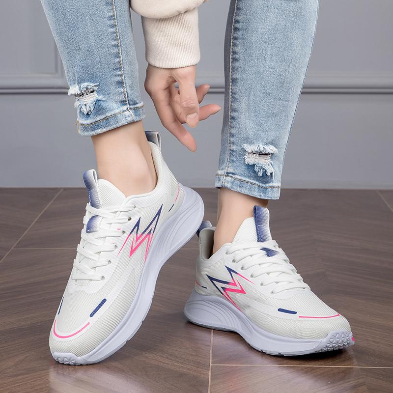 Women'S Running Shoes Thick-Soled Anti-Slip Casual Shoes Women Soft Lace-Up Lightweight Breathable Sports Shoes Women