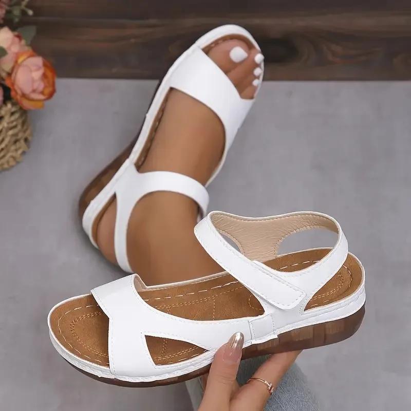 Fashion Comfortable Summer Wedge Sandals for Women Lightweight Anti Slip Beach Shoes Woman White Ankle Strap Casual Sandalias Mujer 2025