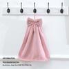 Coral Fleece Hanging Hand Towel with Star Bow for Bathroom or Kitchen