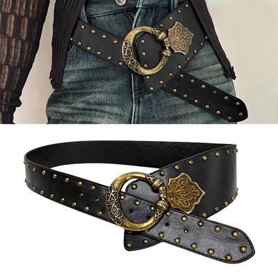 Metallgeschnallter Gürtel Ästhetisches Korsett Taillenband mit Nieten Täglicher und Formeller Breiter Gürtel Taillenformer für Hosen Jeans