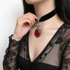 Classic Retro Velvet Waterdrop Pendant Necklace With Alloy Animal Charm For Women