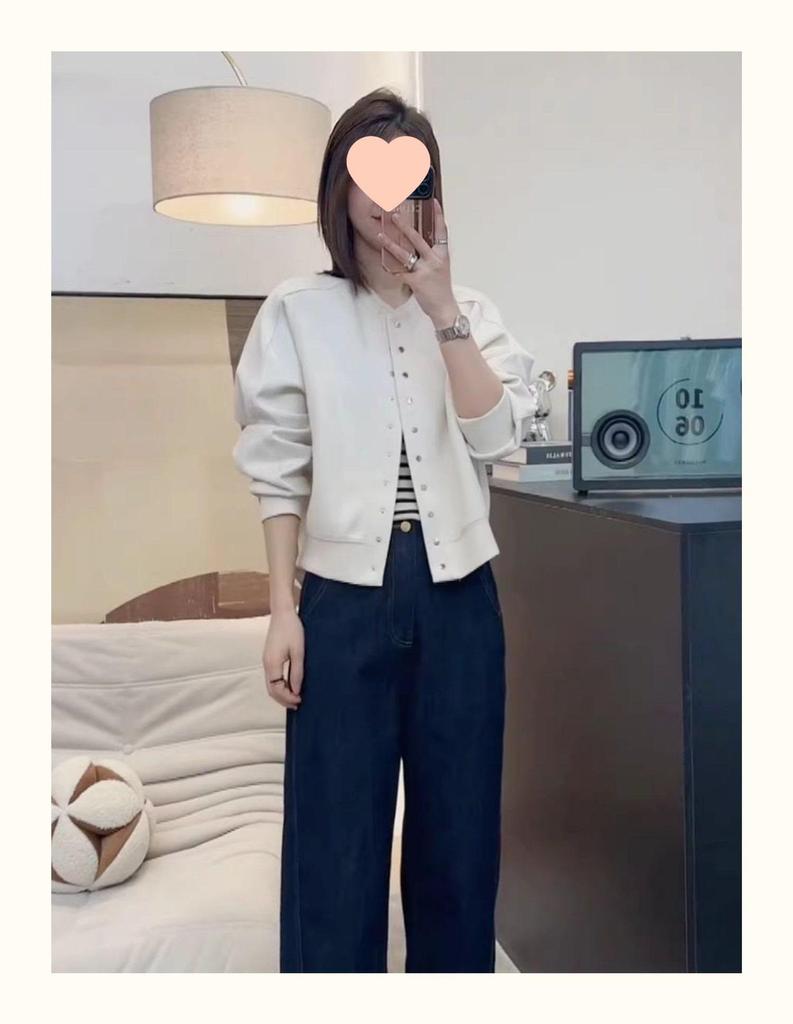 Damen Frühling 2025 Einreihige Baseballjacke - Kurz, Vielseitig, Lässiger Cardigan Top