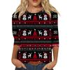 Women's Fashion Casual Round Neck 3/4 Sleeve Loose Printed T-Shirt Ladies Top