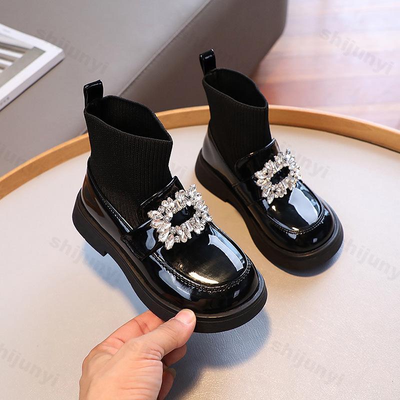 Children Boots Girls Rhinestone Princess Boots Autumn Breathable Kids Sock Shoes Comfortable Outdoor Leisure Boots
