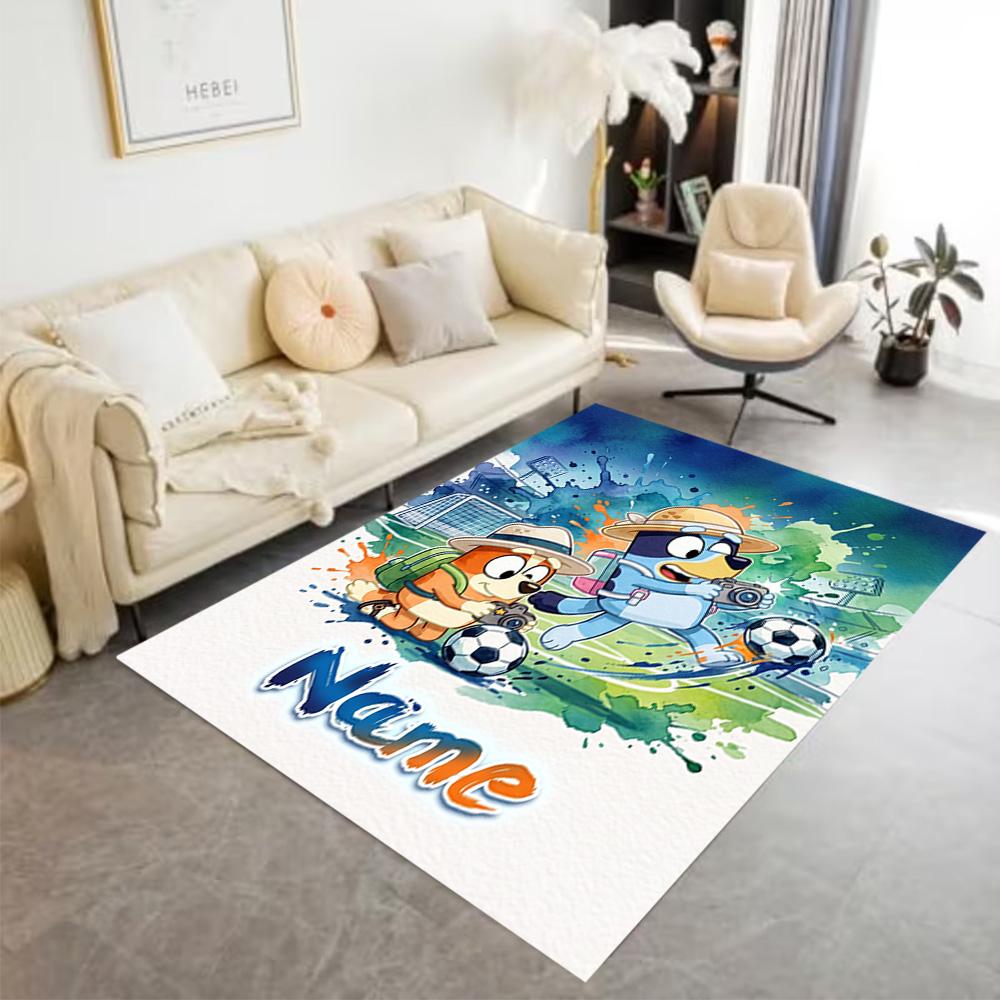 Football Fun Friends Personalized Name Area Rug Design for Kitchen Entryway Outdoor Dining Room Anti-slip Rug Anime Office Decor