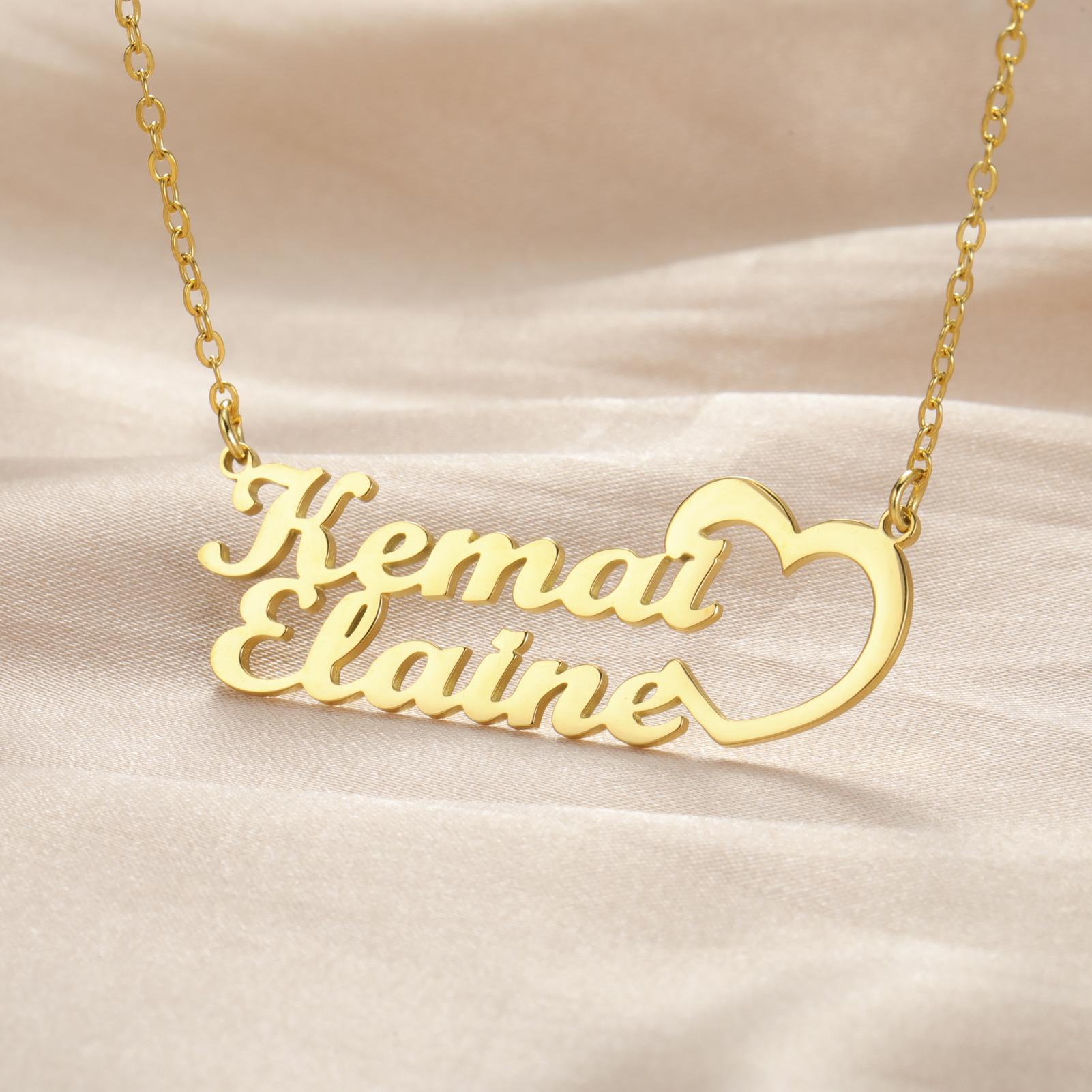 

Amaxer Personalized Custom Double Plate Necklace for Women Men Nameplate Layer 3D Necklace Stainless Steel Jewelry Gifts 35cm