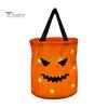 Festival Party Supply for Candy Glowing Pumpkin Bag with LED Lights, Reusable Halloween Treat Spooky Tote Lights Kids, Trick or Handbag Favors