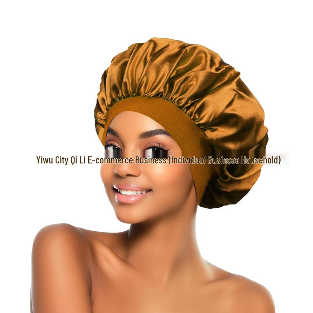 Women's Satin Wide-Brim Nightcap for Hair Care & Styling