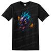 Skull Ghost Graphic T Shirt Dark Urban Streetwear Art Tee W/ Colorful Flames