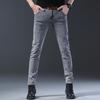 Pantaloni da uomo a gamba dritta, vestibilità slim, comodi, elastici, a vita media, pantaloni casual in denim da uomo