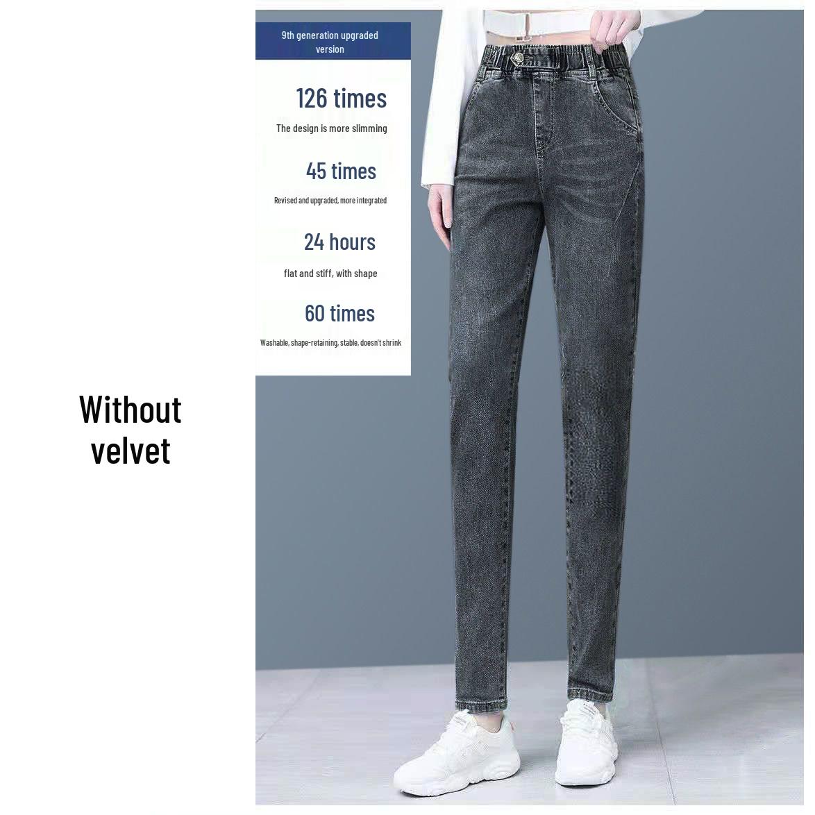 

Women s High Waist Elastic Harem Jeans - 2025 Spring & Autumn Slim Fit Stretch Pants M (95-105 lbs)