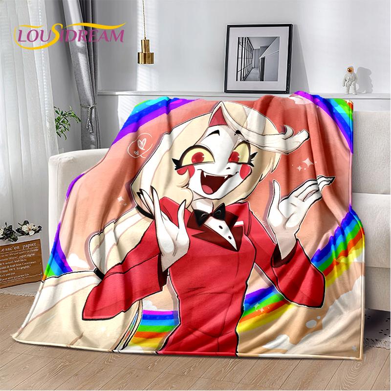 2025 H-Hazbin Hotel Charlie Kreskówkowy Miękki Koc, Miękki Koc Rzutowy do Domu Sypialni Łóżka Sofy Pikniku Podróży Pokrowiec Prezent dla Dziecka