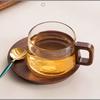 Europeisk Stil Glas Kaffekopp Fat Genomskinlig Glasmugg Utsökt Eftermiddag Kamelia Te Kaffemugg Hem Frukost Mjölkkopp