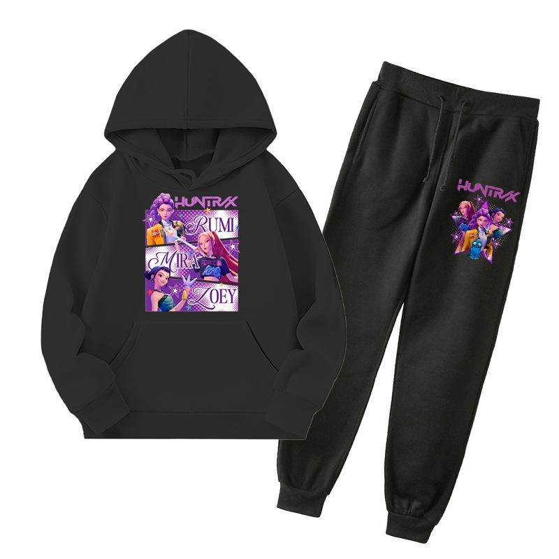 Kpop Demon Hunters Kids New Fashion Cartoon Print 2pcs Hoodie+Pants Sportsuits Casual Outfits Clothes For 2-13 Years Boys Girls