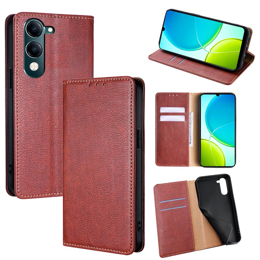 For Vivo Y04 4G/Y29s 5G Case Wallet PU Leather Magnetic Auto-Absorbed Phone Cover